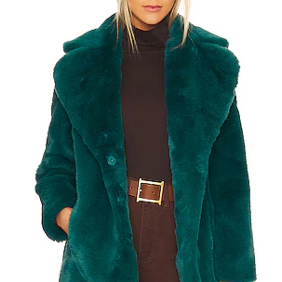 Banana Republic Green Faux Fur Coat - Picture 3 of 9